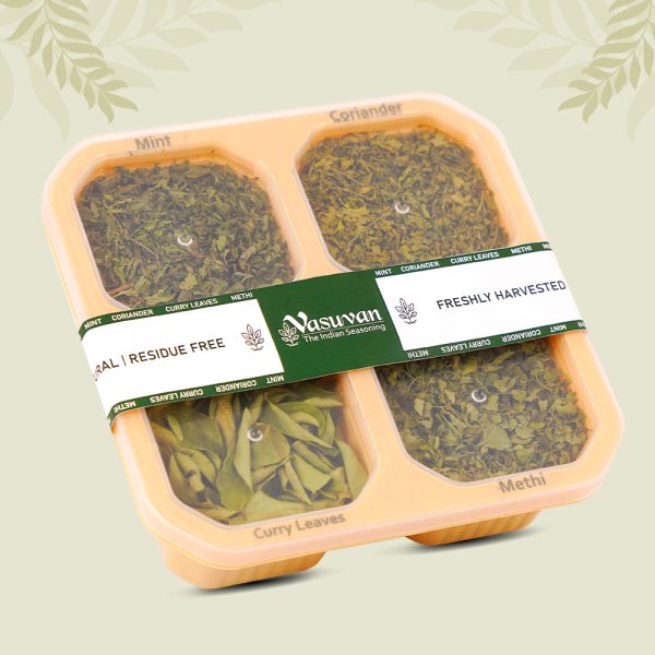 Indian Herbs Dabba – Dried Herbs for Cooking (Coriander | Mint | Curry Leaves | Methi) - Image 2